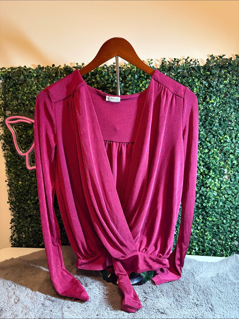 Free People Raspberry Wrap Bodysuit Size Medium
